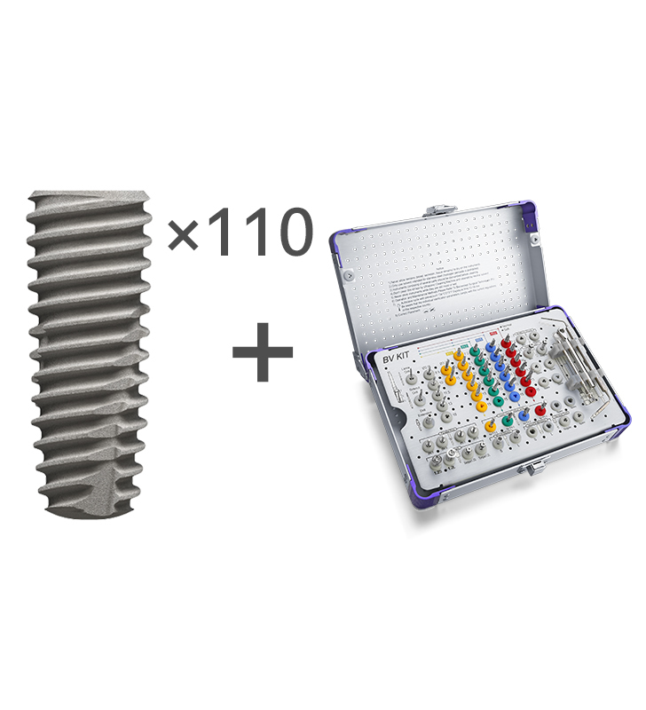 110PCS BV TAPERED BONE LEVEL IMPLANTS + 1PCS STANDARD KIT